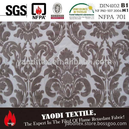 superior luxury flocked turkish curtain fabric for sale